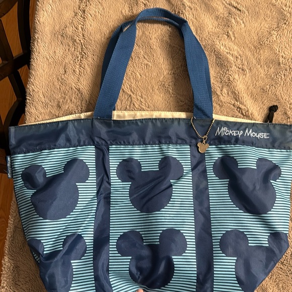 Mickey Unlimited Handbags - Mickey Mouse Logo Blue/light blue  Zipper Tote Bag 
21” wide 9” deep at base